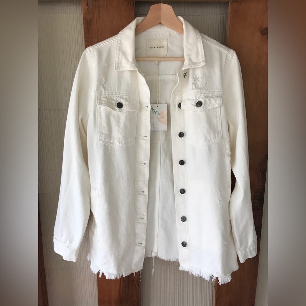 Thread and Supply Villa Shirt Jacket White Denim size small New with tags
